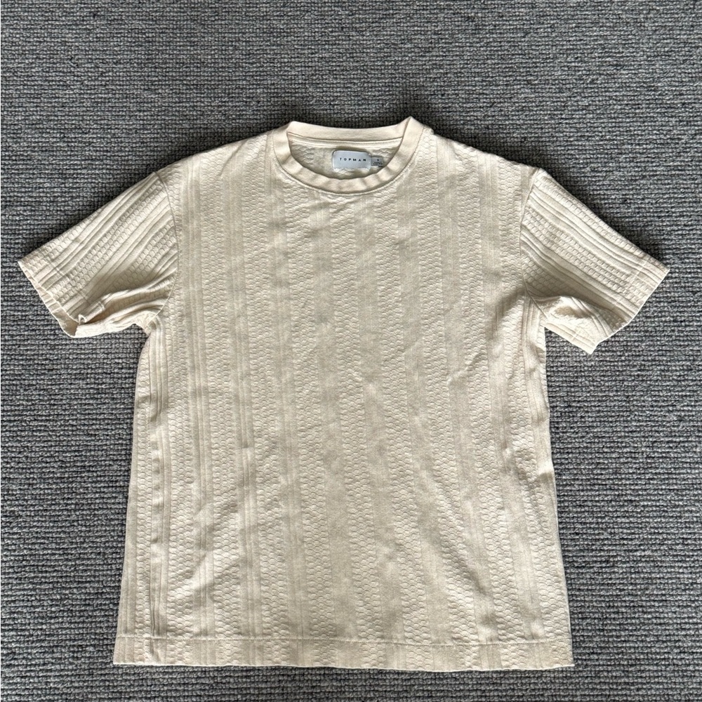 Topshop Men's Tee Small S Cream Small Cotton